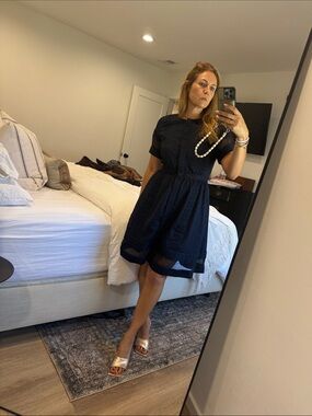 Women's vintage inspired Banana Republic Navy A-Line Dress w/ gorgeous details